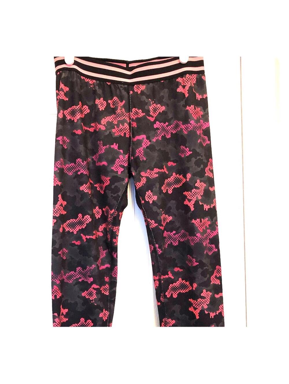 Girls Coral Pink Camo Leggings Athletic Stretch Pants